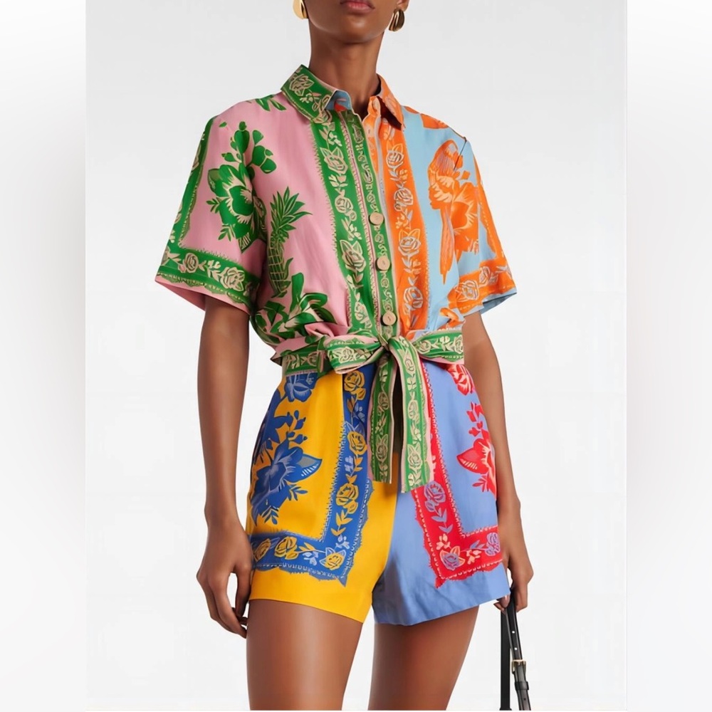 NWT FARM RIO Mixed Lace Garden Scarves Romper
